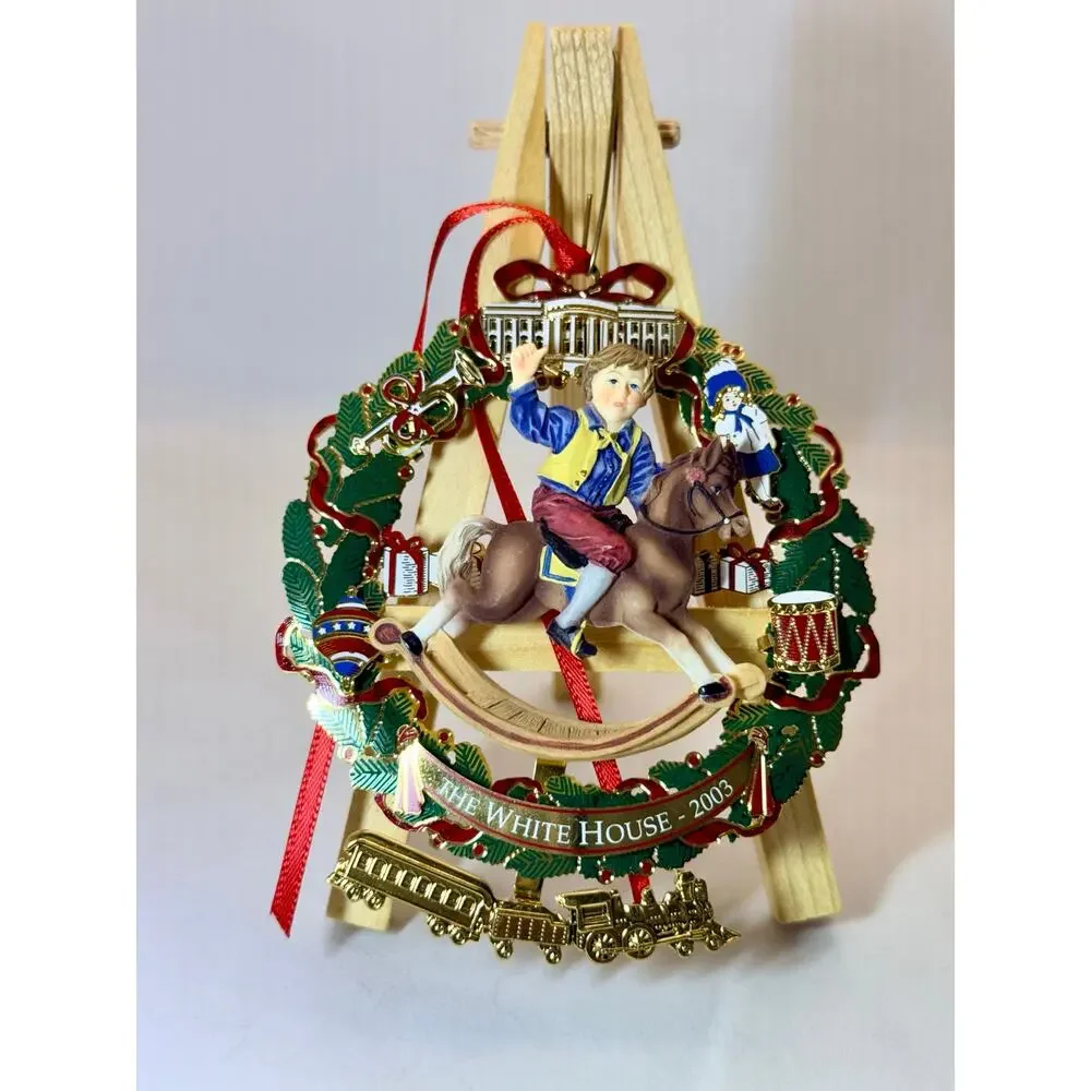 2003 White House Christmas Ornament Ulysses S Grant Rocking Horse Box Booklet